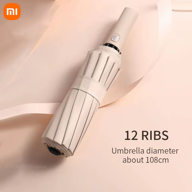 MIJIA 12 Bone Solid Color Automatic Umbrella Collapsible Large Size Sunshade UV Protection Business Men and Women