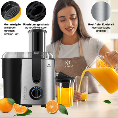 KESSER® Entsafter Saftpresse Edelstahl 1100W 85Mm Presse Obstpresse Saft Juicer