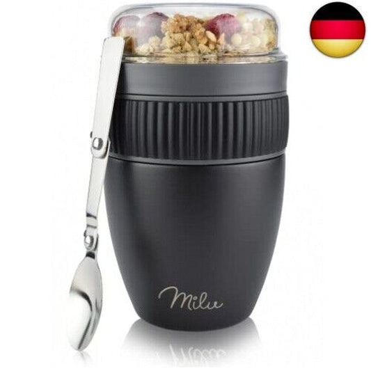 Milu Müslibecher to Go 400Ml I Isolierter Edelstahl Joghurtbecher Für Müsli I Au