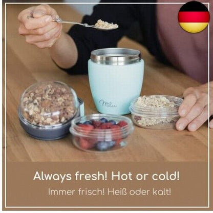 Milu Müslibecher to Go 400Ml I Isolierter Edelstahl Joghurtbecher Für Müsli I Au