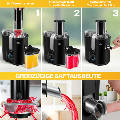KESSER® Entsafter Saftpresse Edelstahl 1100W 85Mm Presse Obstpresse Saft Juicer