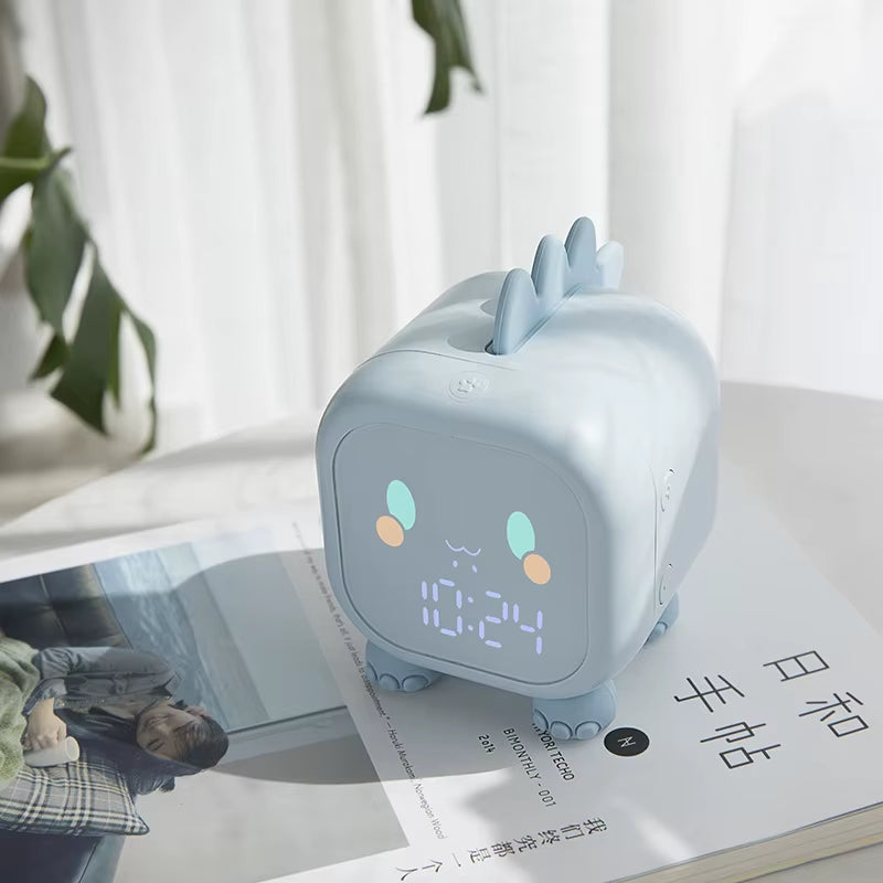 Youpin Led Cartoon Alarm Clock Voice Control Timed Night Light Kids Sleep Training Desktop Alarm Clock with Temperature Display